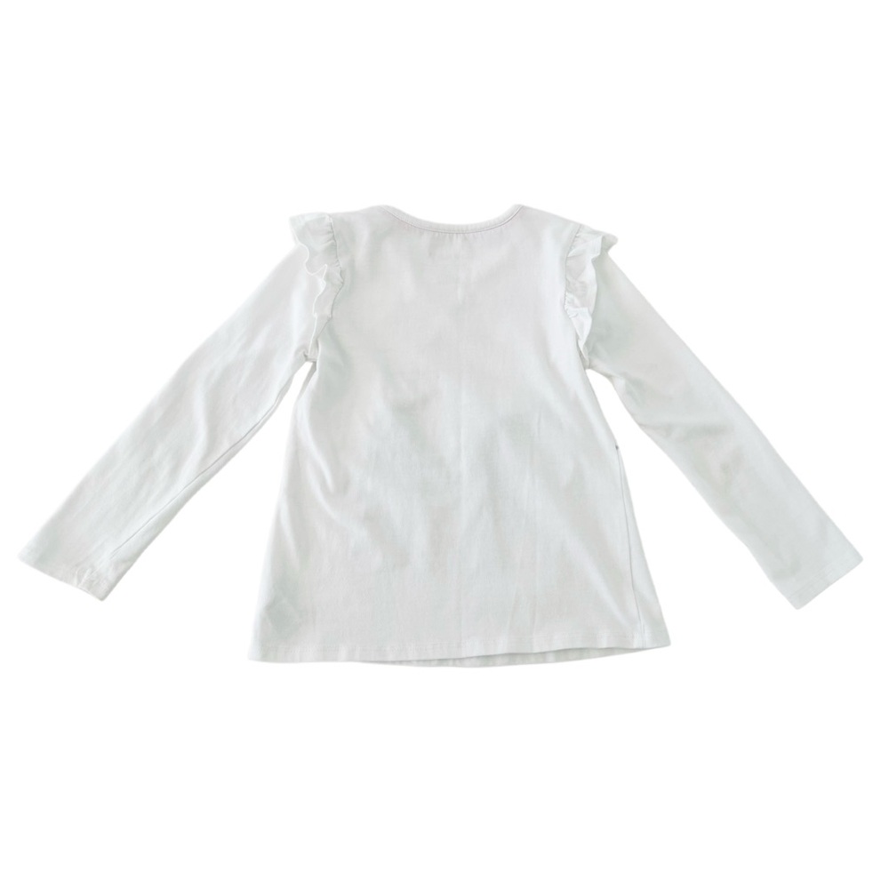 Cynthia Rowley White & Pink Long Sleeve Tee w/Sequins, Ski Print | Girls S (5/6) - Picture 3 of 6